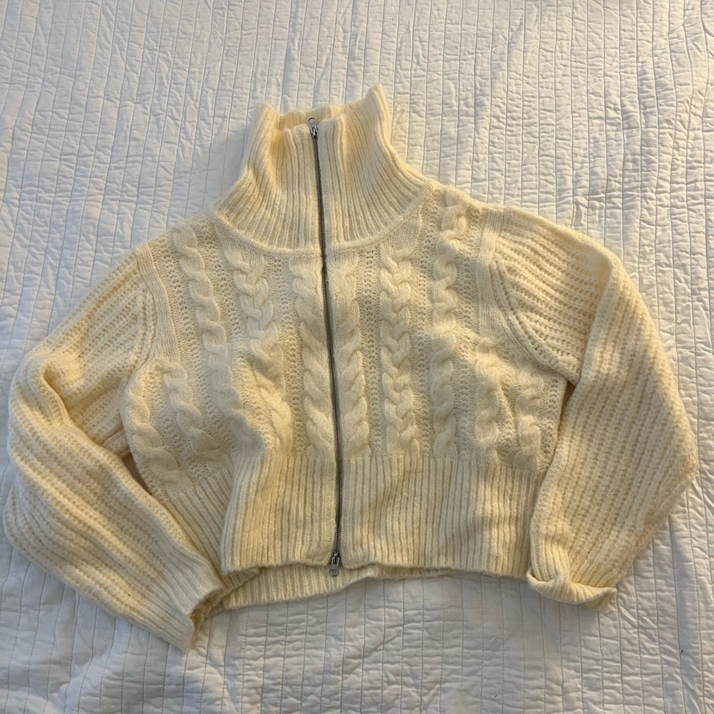 Universal Thread Cream Cable Zip Sweater Xxl - image 2